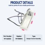 W11663222 Refrigerator Air Damper Control Assembly for Whirlpool replacement part